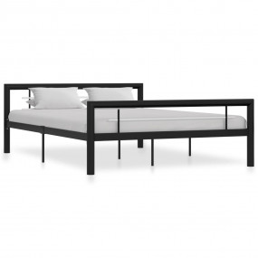 Bed Frame Black and White Metal Double Durable