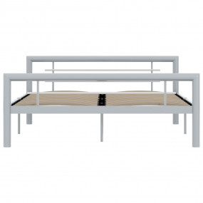 Bed Frame Grey and White Metal 55 x 79 in Appealing Des...