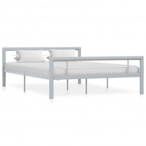 Bed Frame Gray and White Metal 63 x 79 in Bed Frame Rec...