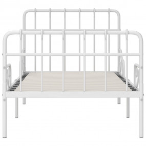 Bed Frame White Metal frame with plywood slats Twin Dur...