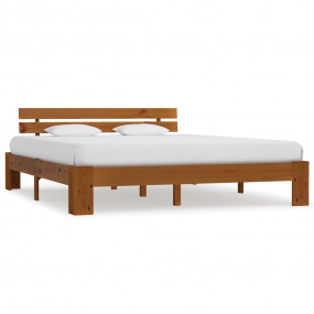 Bed Frame Honey brown Solid pine wood, plywood slats Su...