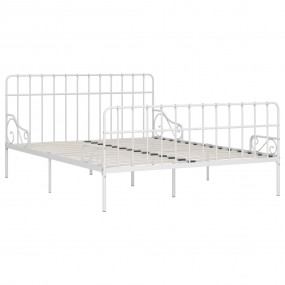 Bed Frame White Metal frame, plywood slats 78.7 x 78.7 ...