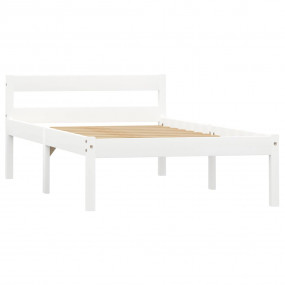 Bed Frame White Solid pine wood, plywood 39.4 x 78.7 in...