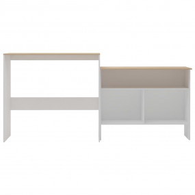 Bar Table White and Oak Engineered wood 51.2x15.7x47.2 ...