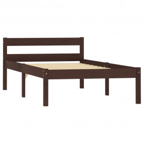 Bed Frame Dark Brown Solid pine wood and plywood Single...