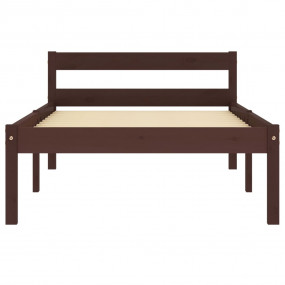 Bed Frame Dark Brown Solid Pine Wood Single Durable Bed...