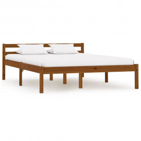 Bed Frame Honey Brown Solid pine wood and plywood 47.2x...