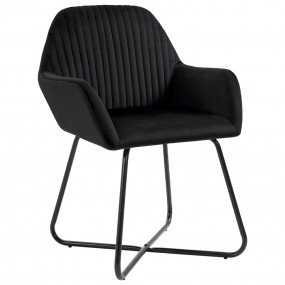 Dining Chair Set of 4 Black Velvet and steel Standard E...