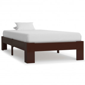 Bed Frame Dark Brown Solid Pine Wood Frame, Plywood Sla...