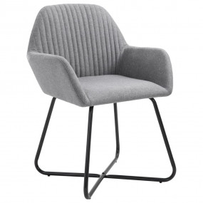 Dining Chair Set of 6 Light Grey Fabric and Powder-Coat...