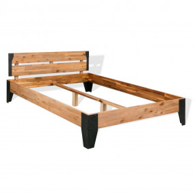 Bed Frame Brown Solid Acacia wood Full Durable Bed Fram...