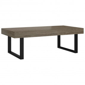 Coffee Table Gray and Black MDF with veneer and iron La...