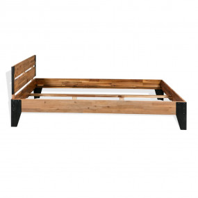 Bed Frame Brown and Black Solid Acacia wood and Steel 7...
