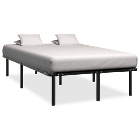 Bed Frame Black Metal, poplar wood 55.1 x 78.7 in Durab...