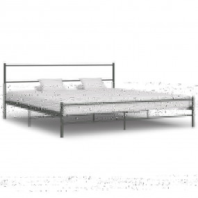 Bed Frame Grey Metal Super King Tough Bed Frame Rectang...