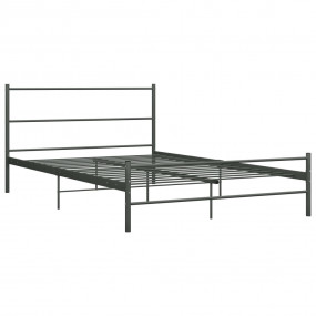 Bed Frame Gray Metal Double Durable Bed Frame Rectangul...
