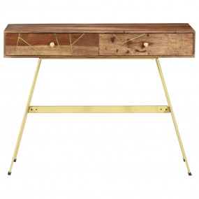 Writing Desk Natural and brass Solid sheesham wood