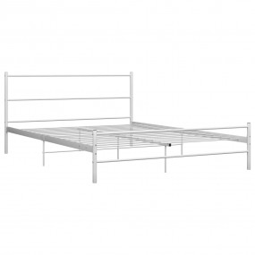 Bed Frame White Metal Double Durable Bed Frame Rectangu...