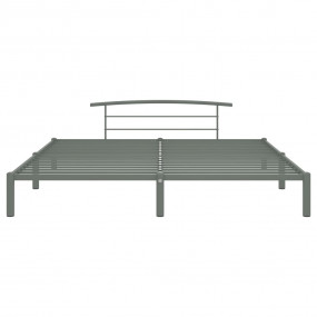 Bed Frame Gray Metal Full Durable Bed Frame Rectangular