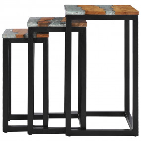 Nesting Table Set of 3 Brown and Transparent