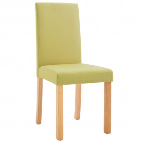 Dining Chair Set of 6 Green Fabric and Rubberwood Stand...