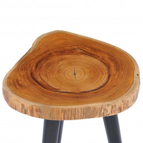 Coffee Table Natural and Black Solid Teak Wood Small
