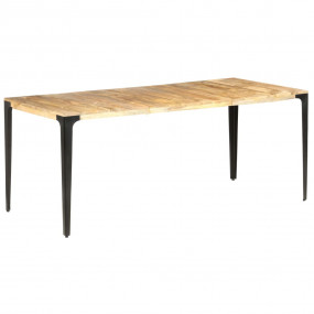 Dining Table Brown and Black Solid Mango Wood