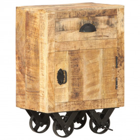 Bedside Cabinet Natural and Black Solid Mango Wood Beds...