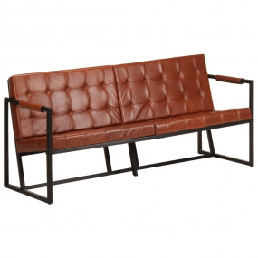 Sofa Brown Goat Leather, Powder-Coated Steel 3-seater I...