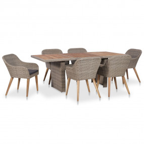 Outdoor Dining Set Brown and dark grey