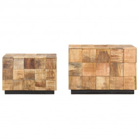 Coffee Table Brown Solid mango wood Small Stackable