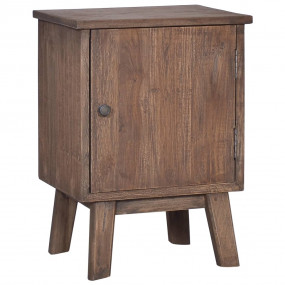 Bedside Cabinet Brown Solid Teak Wood Medium Bedside Ca...