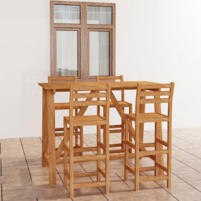 Outdoor Bar Set Natural wood Solid acacia wood Medium F...