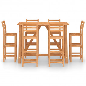 Outdoor Bar Set Natural Wood Solid Acacia Wood Medium