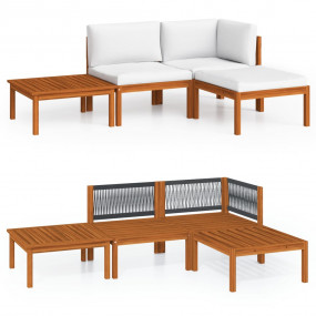 Garden Lounge Set Cream Solid acacia wood Medium Durabl...