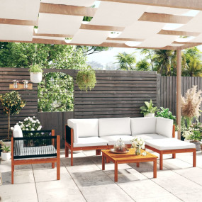 Garden Lounge Set Cream Solid Acacia wood Medium Seats ...