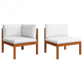 Garden Lounge Set Cream, Brown Solid Acacia wood Large ...
