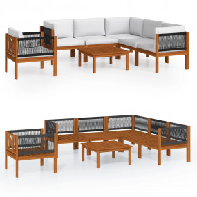 Garden Lounge Set Cream white Solid Acacia wood Large S...