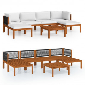 Garden Lounge Set Cream, Natural Acacia Wood