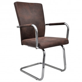 Dining Chair Set of 6 Brown Faux suede leather Standard