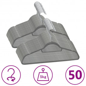 Hanger Set of 50 Grey ABC plastic, zinc alloy, velvet S...