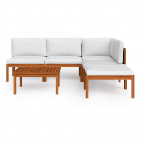 Garden Lounge Set Cream white Solid acacia wood Large M...