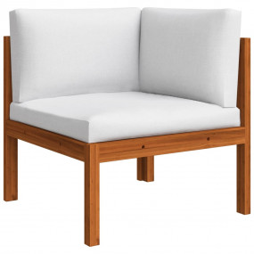 Garden Lounge Set Cream, Brown Solid acacia wood, Fabri...