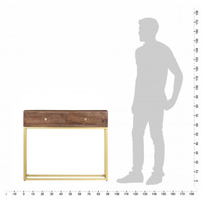 Console Table Brown, Gold Solid mango wood, powder-coat...