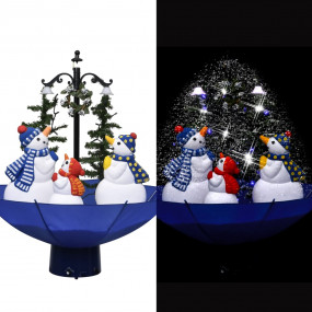 Snowing Christmas Tree Blue, Green, White PVC, polyeste...