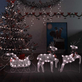 Reindeer And Sleigh Christmas Decoration Set of 2 Gold ...