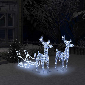 Reindeer And Sleigh Christmas Decoration Cold White Acr...