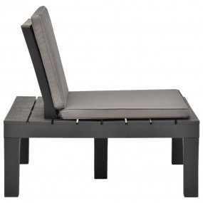 Garden Lounge Chair Set of 2 Anthracite Plastic Standar...