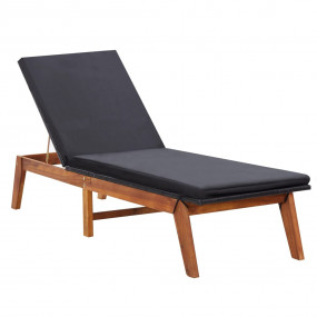 Sunlounger Black and natural wood