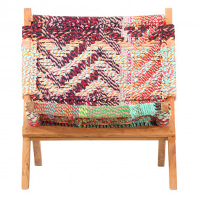 Chair Multicolored Chindi fabric, solid acacia wood Sta...